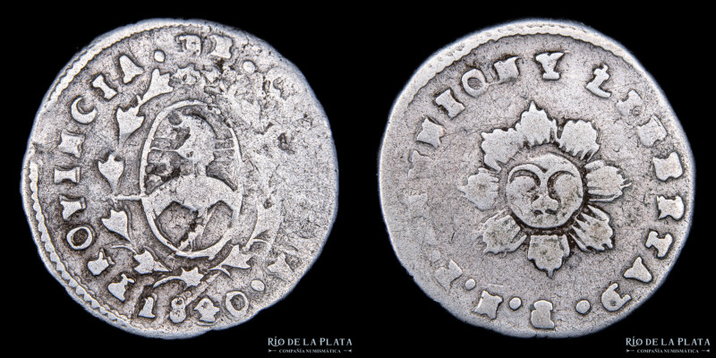 Argentina. Córdoba. 1 Real 1840 PNP. AG.750; 19.0mm; 3.43g. CJ 19.7.1 (A9-R26) (...