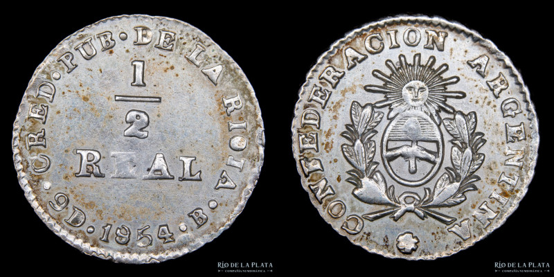 Argentina. La Rioja. 1/2 Real 1854. AG.750; 16.5mm; 1.56g. CJ 73.1 (XF+)

Esti...