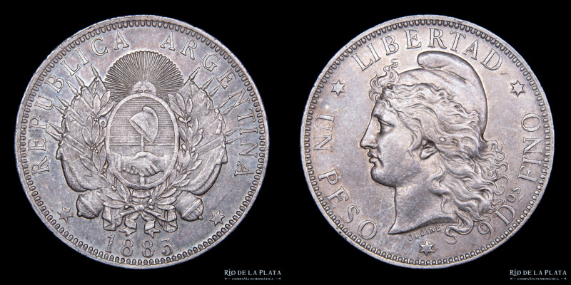 Argentina. 1 Peso 1883 Patacón. Fecha escasa / Scarcer Date. Only 98.000 minted....