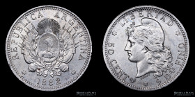 Argentina. 50 Centavos 1882. 1/2 Patacon. CJ 16