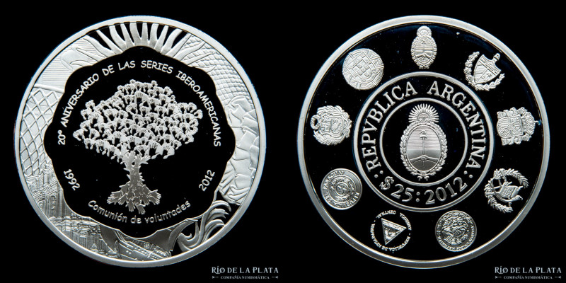 Argentina. 25 Pesos 2012. 20º Aniversario de la serie Iberoamericana. AG.900; 40...