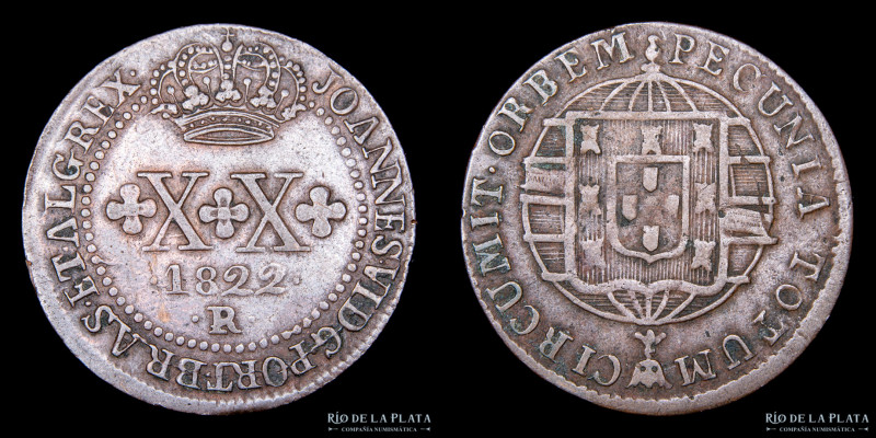 Brasil. Joao VI. 20 Reis 1822 R. CU; 30.5mm; 4.36g. KM316.1 (VF)

Estimate: US...