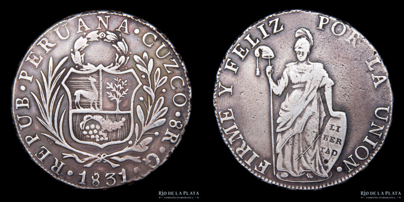 Perú. 8 Reales 1831 G Cuzco. AG.903; 38.0mm; 26.81g. KM142.4 (VF+)

Estimate: ...