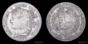 Peru. 5 Pesetas 1882 LM. KM201.3