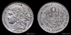Peru. 1 Peseta 1880. KM200.1