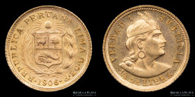 Peru. 1/5 de Libra 1906 GOZF. Oro. KM210