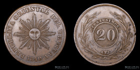 Uruguay. 20 Centesimos 1840. KM2.1