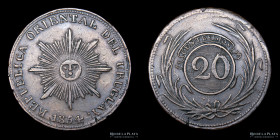 Uruguay. 20 Centesimos 1854. KM2.3