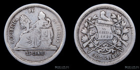 Guatemala. 25 Centavos 1888. KM205.1