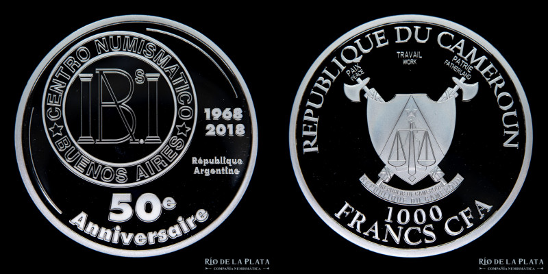 Camerun. 1000 Francs 2018. 50º Aniversario de la creación del CNBA (Centro Numis...