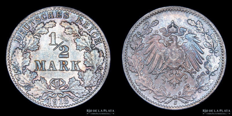 Alemania. 1/2 Mark 1918 J. Escasa AG.900; 19.5mm; 2.78g. KM17 (XF+) 

Estimate...