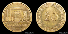 Saarland (Alemania) Ensayo 20 Franken 1954. KME3