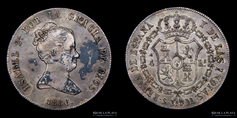 Reino de España. Isabel II. 4 Reales. AG.812; 23.0mm; 5.90g. KM510 (VF)

Estim...