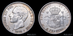 España. Alfonso XII. 5 Pesetas 1885. KM688