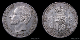 España. Alfonso XII. 50 Centimos 1885 (6) KM685