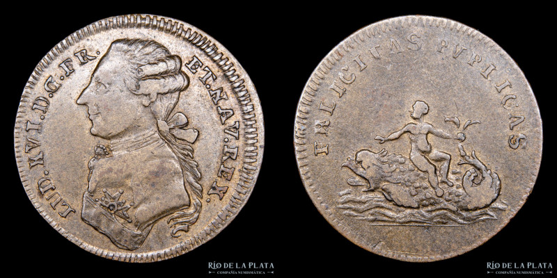 Francia. Luis XVI 1774-1793DC. Jeton ND1791. Latón; 24.5mm; 4.20g. A: LUD XVI DG...