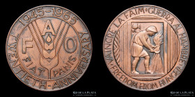 Italia. FAO Medalla Conmemorativa 20º Aniversario 1965