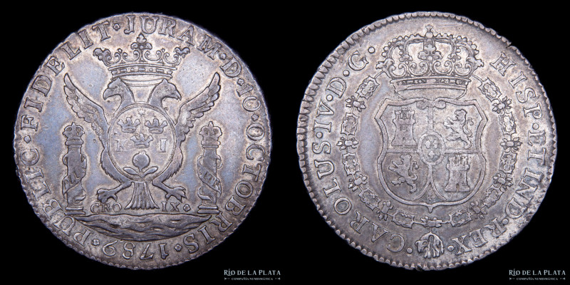 Lima. Carlos IV. 4 Reales 1789. Medalla de Proclamación. AG.903; 36mm; 13.92g A:...