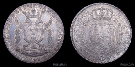 Lima. Carlos IV. 4 Reales 1789. Medalla de Proclama