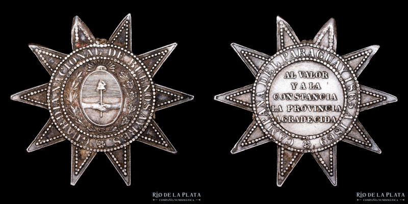 Argentina. Premio Militar 1869. Guerra Triple Alianza. Plata; 33.0mm; 6.86g. A: ...