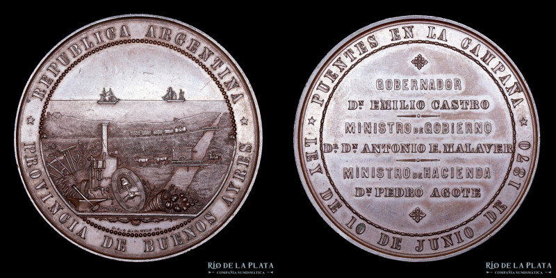 Argentina. 1870. Buenos Aires. Puentes de Campaña. Grabador: J.S. & A.B. WYON SC...