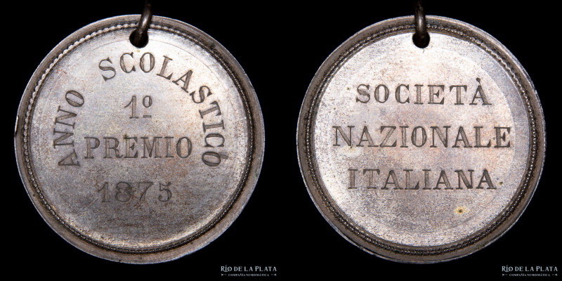 Argentina. “Societa nazionale italiana”. “Anno scolastico 1°premio 1875”. AG. 38...