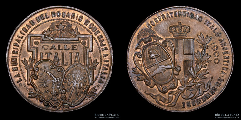 Argentina. Santa Fé. 1900. Calle Italia. Rosario. CU; 34mm; 26.80g. (XF)

Esti...