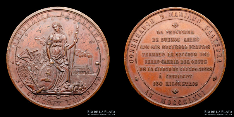 Argentina. Ferroviarias. 1866. FFCC de Buenos Aires Chivilcoy. Grabador: Bordes....