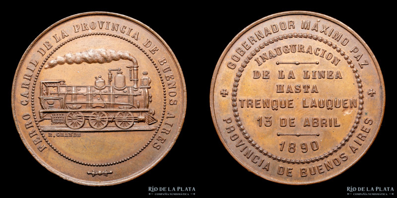 Buenos Aires. Ferrocarril Trenque Lauquen 1890. Grabador Rosario Grande. CU; 40....