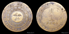 Argentina. Ficha. 1 Peso.  J.H. Delatorre. Malvinas El Sol. Esquina. Corrientes