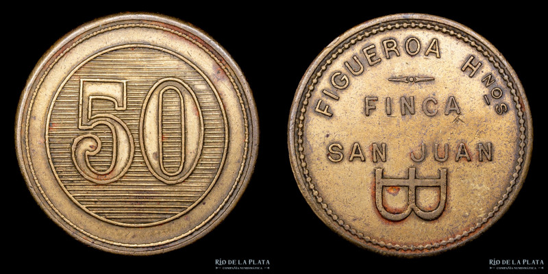 Argentina. Ficha. Valor 50. Figueroa Hnos. Finca San Juan. Provincia de Jujuy. B...