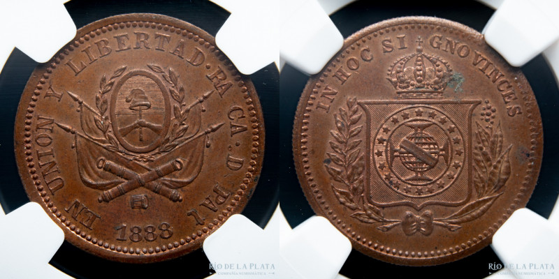 Argentina. Ficha. 1888. Token de juego. Escudo de Brasil. CJ 4.1. CU; 22mm; 4.1g...