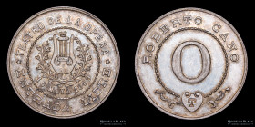 Argentina. Ficha. 1889. Teatro de la Opera. Roberto Cano. Plata. R. Grande