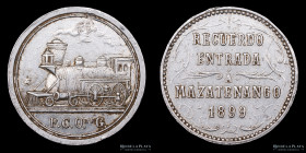Guatemala. Ficha Ferrocarril a Mazatenango 1899