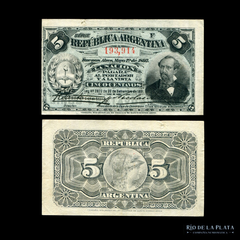 Argentina. Caja de Conversión - Fraccionarios. 10 Centavos 1896 (Avellaneda). Fi...