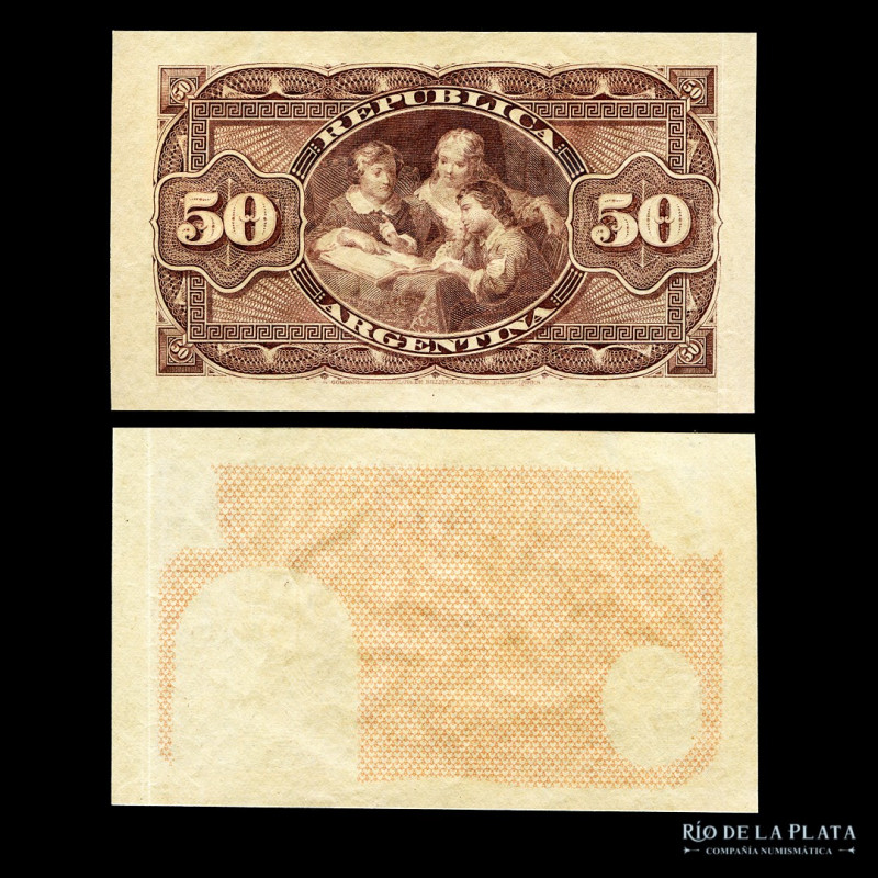 Argentina. Caja de Conversión - Fraccionarios. Prueba Reverso 50 Centavos 1891 (...