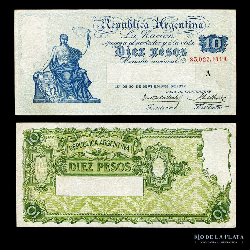 Argentina. Caja Conversión. 10 Pesos 1925. Firmas: Mallea Gil - Castex. Col 372a...
