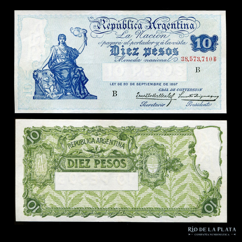 Argentina. Caja Conversión. 10 Pesos 1932. Firmas: Mallea Gil - Mignaquy. Col 37...