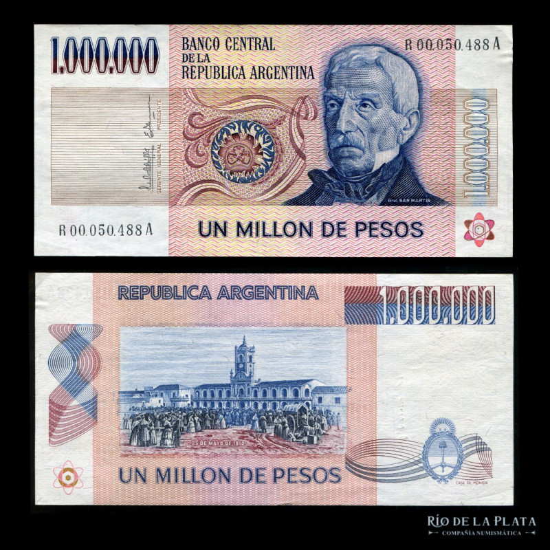 Argentina. Pesos Ley 18.188. 1.000.000 Pesos ND1981-82 Reposición. Firma: Lopez ...
