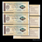 Argentina. Bono San Juan. 3 x 10 Pesos 1995 CREFI correlativos