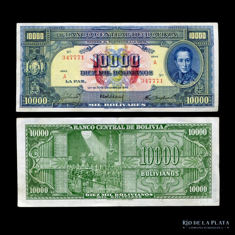 Bolivia. 10.000 Bolivianos 1946. P146 (XF)

Estimate: USD 50 - 100