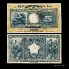 Chile. 5 Pesos Provisional 1925. P71