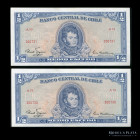 Chile. 2 x 1/2 Escudo 1962-1975 correlativos. P134