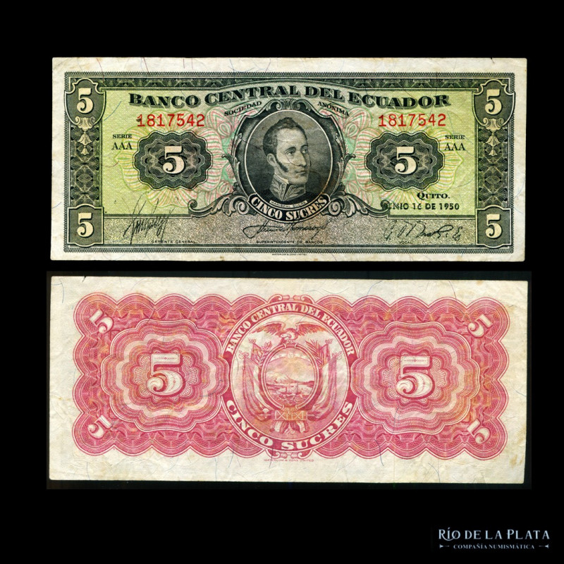Ecuador. 5 Sucres 1950. P98a (VF)

Estimate: USD 20 - 35