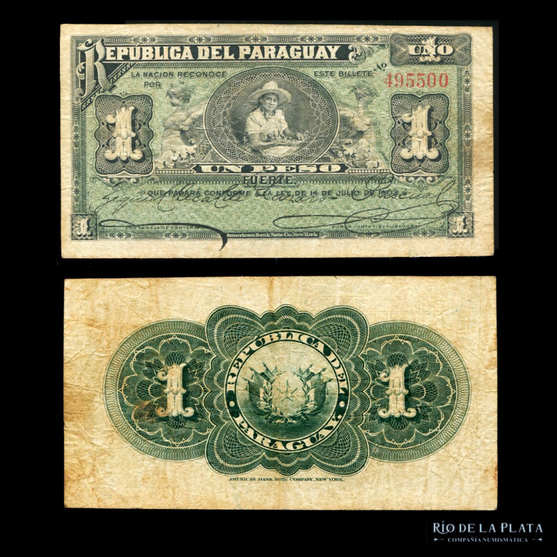 Paraguay. 1 Peso Fuerte 1903. Impreso en American Bank Note Company (NY). P106a ...