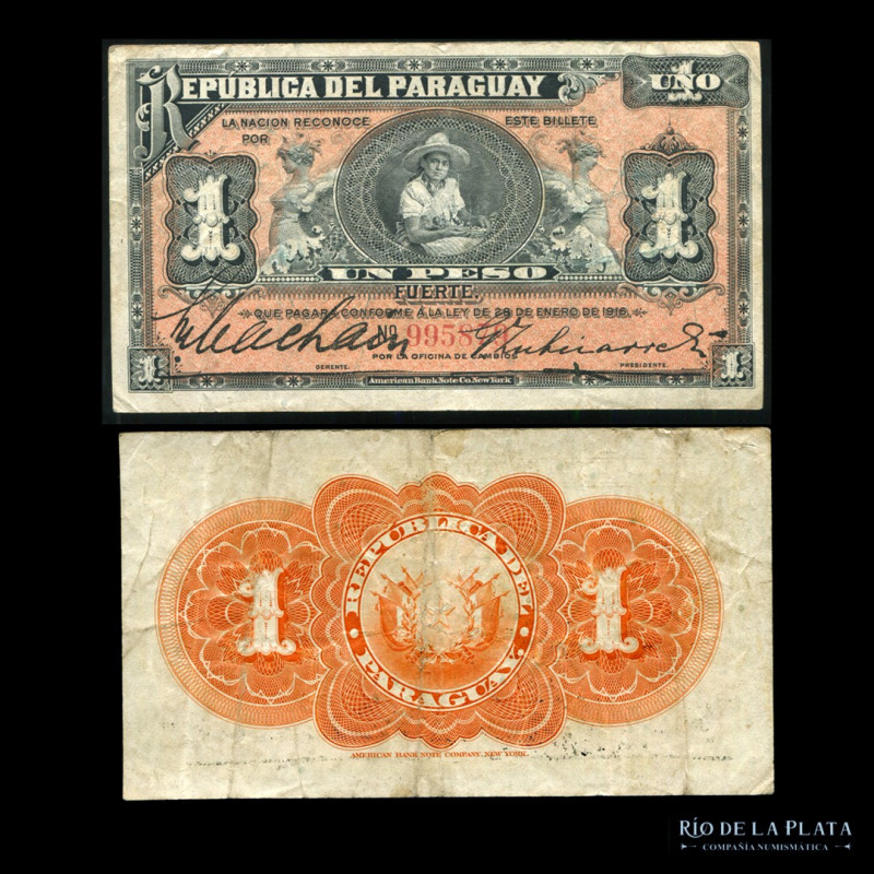 Paraguay. 1 Peso Fuerte 1916. Impreso en American Bank Note Company (NY). P138 (...