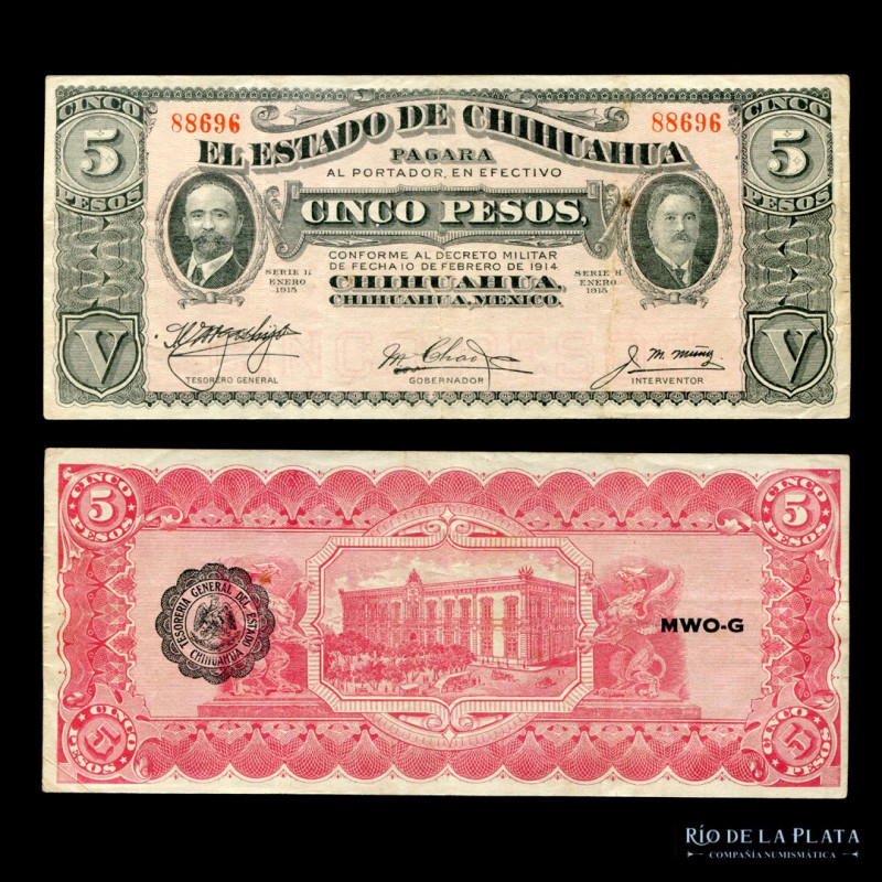 México. Chihuahua. 5 Pesos 1914. Ps532a (VF)

Estimate: USD 10 - 20