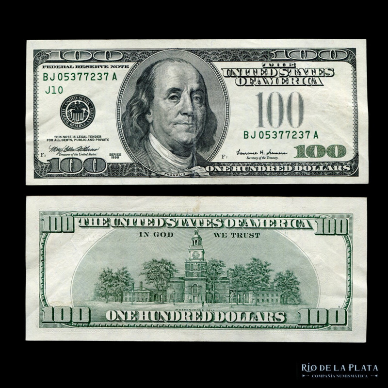 USA. 100 Dollars 1999 Error sin roseta en campo derecho. P508 (VF)

Estimate: ...