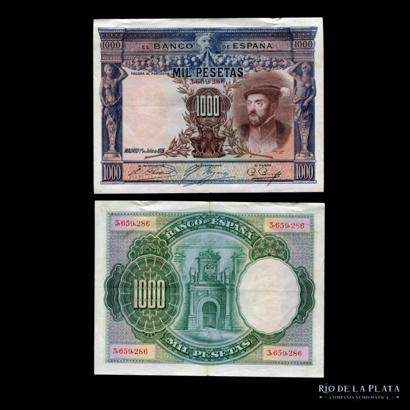 España. 1000 Pesetas 1925. P70a (XF, marca de doblado)

Estimate: USD 50 - 100...