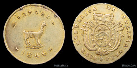 Bolivia. 1/2 Escudo. 1846. Medalla monetaria. Potosi